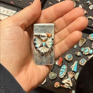 Silver and Turquoise thunderbird money clip